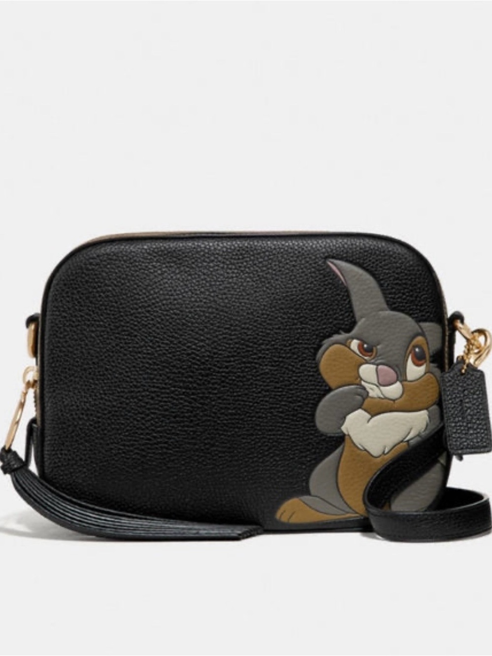 Coach Black Leather Crossbody with Thumper Appliqué